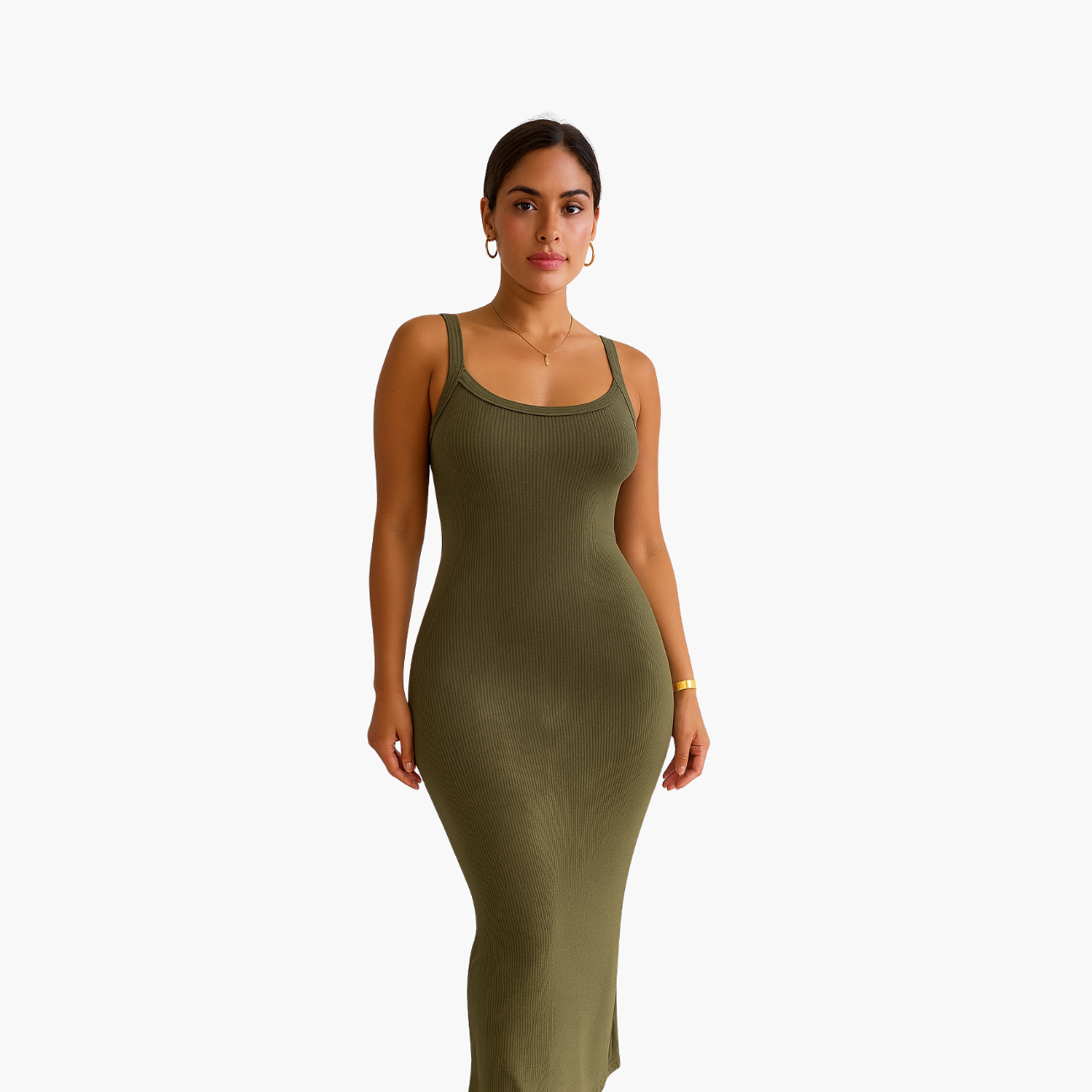 PRISMÉ Maxikleid figurbetont Khaki